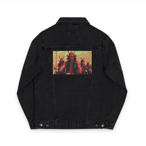Embroidered Denim Jacket, Vintage Style Outerwear with Denim Look, Unisex Jean Coat, Custom Embroidery on Denim, Classic Jean Jacket, Gift