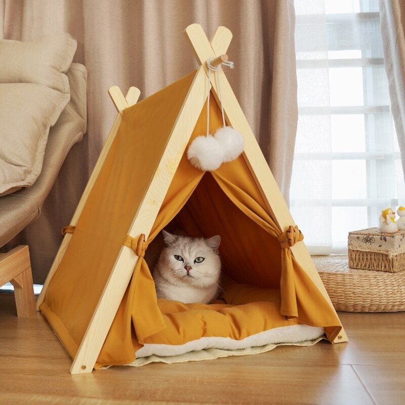 Luxery Portable Dog Tents Pet Houses for Small Medium Pet Teepee Dog & Cat Bed with Cushion 