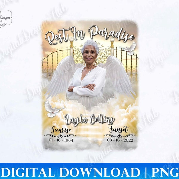 Rest In Paradise Memorial Rip Png, Loss Of Loved One In Loving Memory Png For Sublimation Designs, In Loving Memory PNG Digital Download