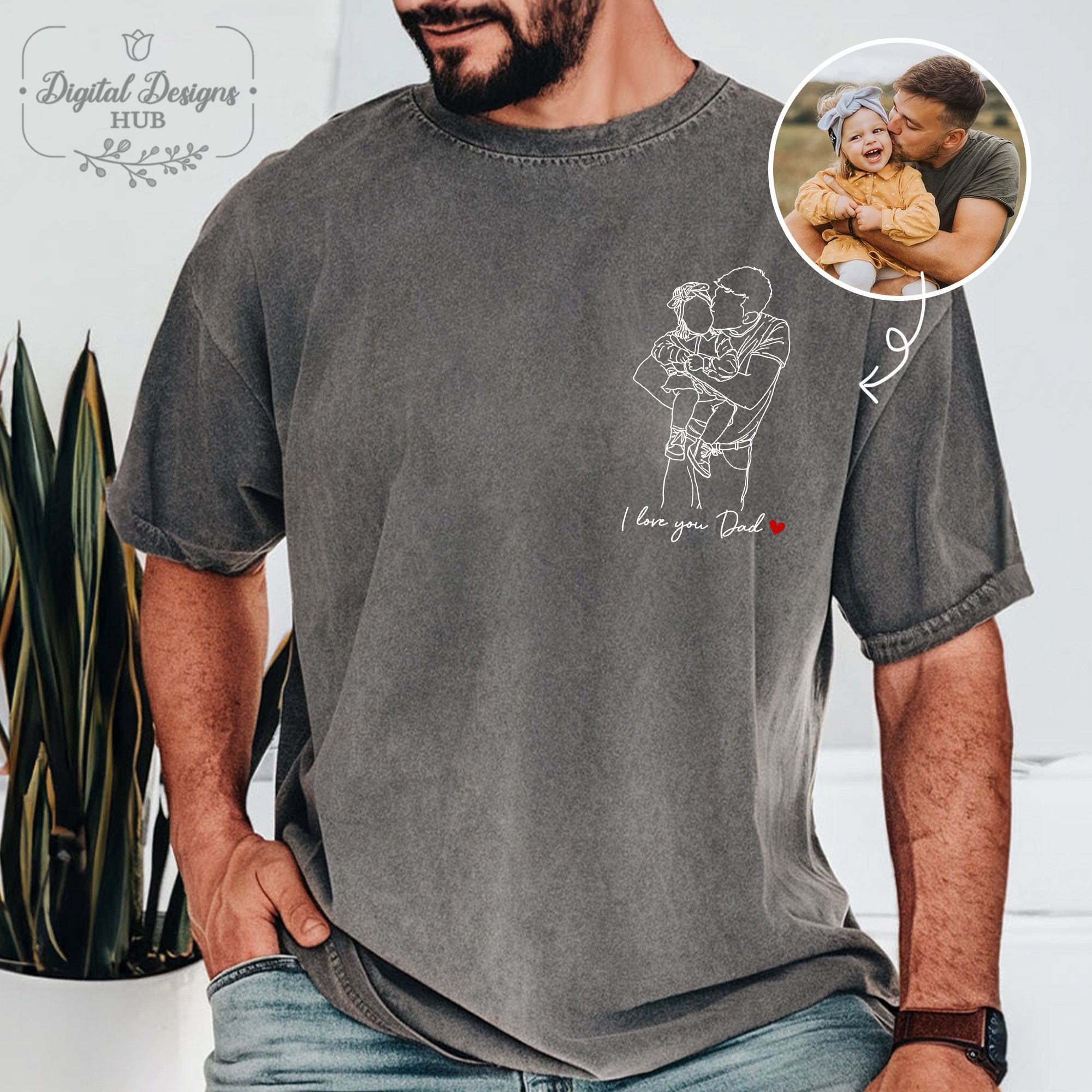 Camiseta Personalizada con Foto Papá y Hijos Vintage Regalo para Día del Padre, Diseño Personalizable