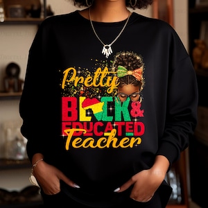 Pretty Black Educated Black Teacher PNG | Black History Teacher PNG | African American Afro Teacher Pride PNG | Black Educator Png