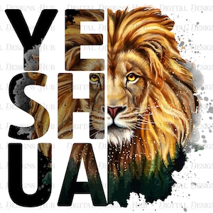 Design PNG de leão Yeshua, download instantâneo PNG cristão, design de sublimação de camisa Yeshua PNG, arquivo PNG de rei preto da fé para sublimação