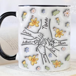 Vous nous tenez par la main, nos coeurs aussi, Mug personnalisé avec effet gonflé en 3D personnalisé pour la famille, Cadeau pour grand-mère, maman, Cadeau pour la fête des Mères 2024 image 7