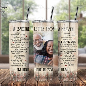 Una carta del cielo Diseño de vaso conmemorativo PNG, Citas conmemorativas Regalo Brillo Vaso Envoltura Regalo de duelo, Recuerdo Poema Vaso Regalo