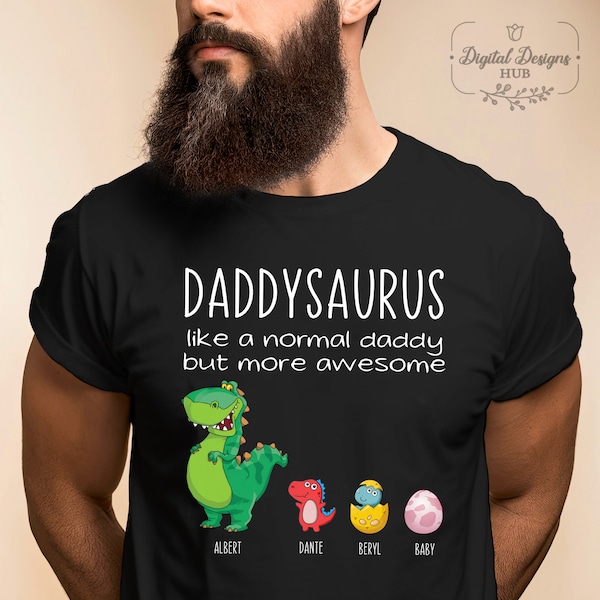 Personalized Daddysaurus Like A Normal Grandpa But More Awesome Tshirt, New Dad Shirt, Personalized Gifts For Dad, Father's Day Gift 2024