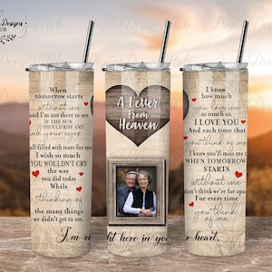 A Letter From Heaven Memorial Tumbler Wrap PNG, Custom Memorial Sublimation Glitter Tumbler For Loss Of Father, Remembrance Grief PNG Gift