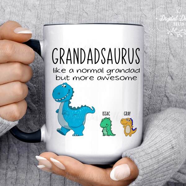 Personalized Grandadsaurus Like A Normal Grandad But More Awesome Mug, Grandpa Coffee Mug, Dinosaur Grandpa Mug, Father's Day Gift 2024