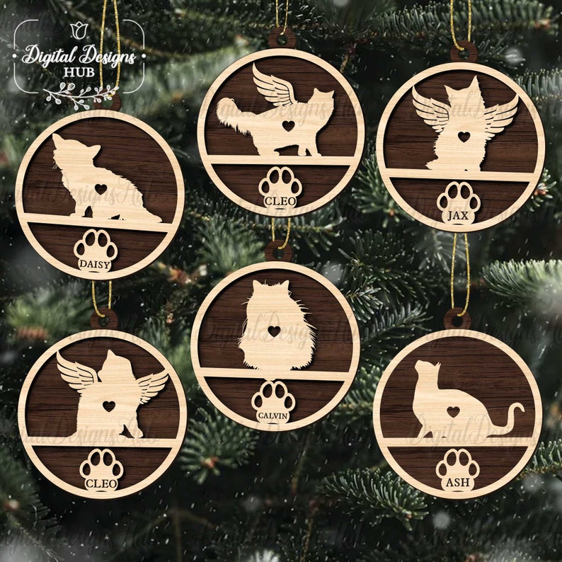 Christmas Cat Ornament SVG File for Cricut Custom Cat Breeds  Etsy