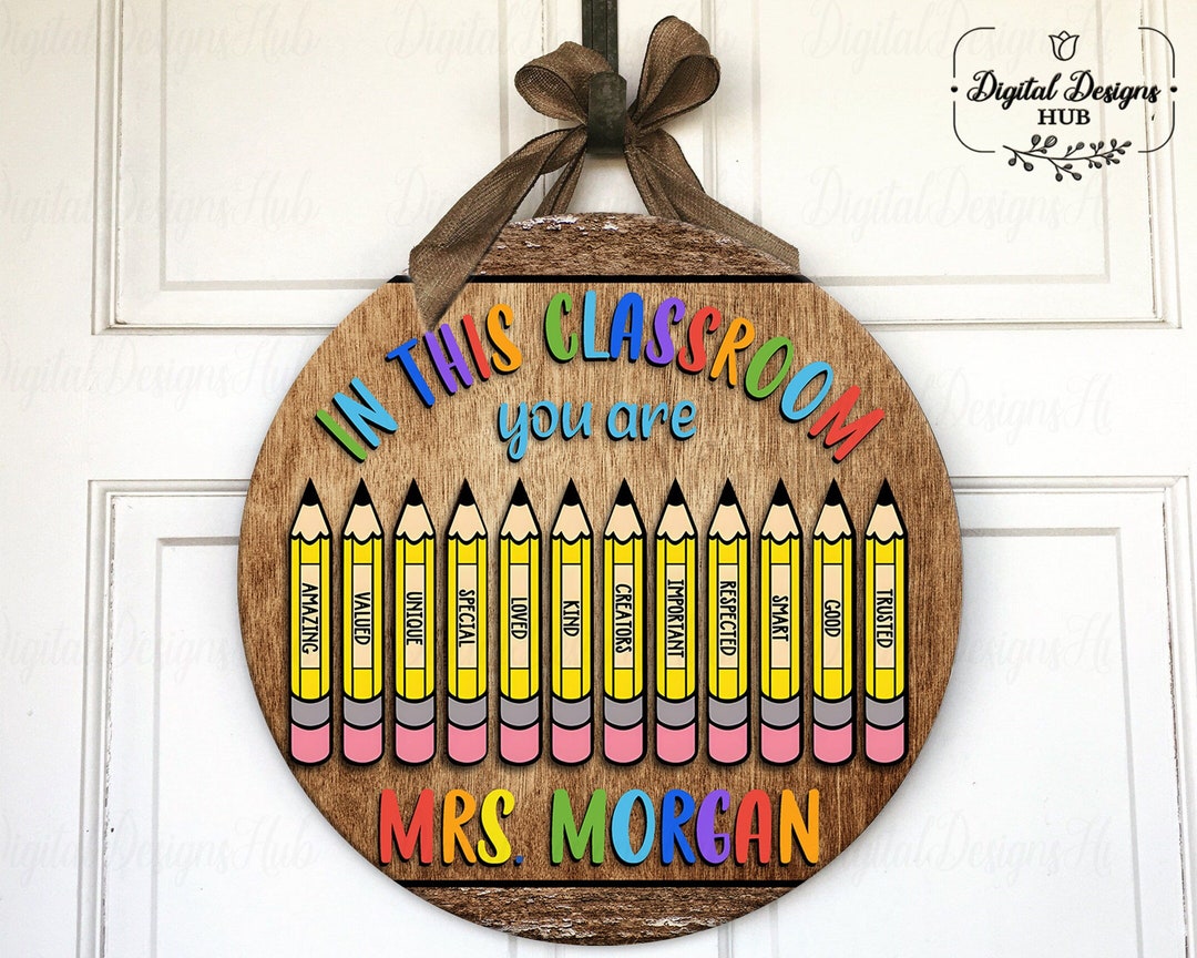 Teacher Door Sign, Personalized Classroom Door Sign Back to School Gift ...