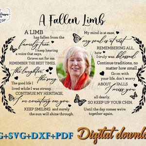 A Fallen Limb Memorial Svg Datei Verlust der Tochter, Trauerfall Gedicht Geschenk für Verlust geliebter Menschen, in Erinnerung an Schwester Svg Datei für Cricut