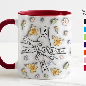 You Hold Our Hands, Also Our Hearts, Family Personalized Custom 3D Inflated Effect Printed Mug, Gift For Nana, Mom, Mother's Day Gift 2024 image 4