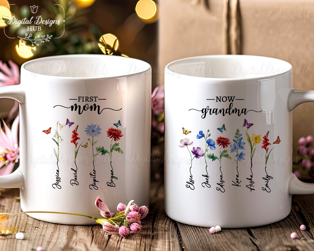 First Mom, Now Grandma Garden Gift | Custom Birth Flower Gift for Mom ...