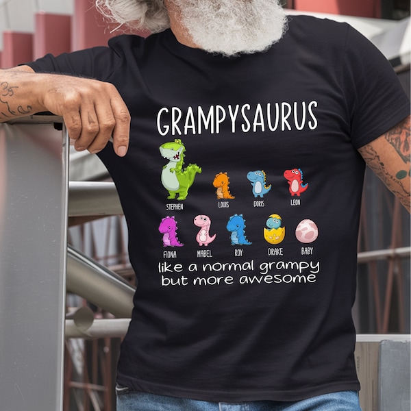 Personalized Grampysaurus Like A Normal Grandpa But More Awesome Tshirt, Fathers Day Gifts From Kids, Funny Gifts, Father's Day Gift 2024