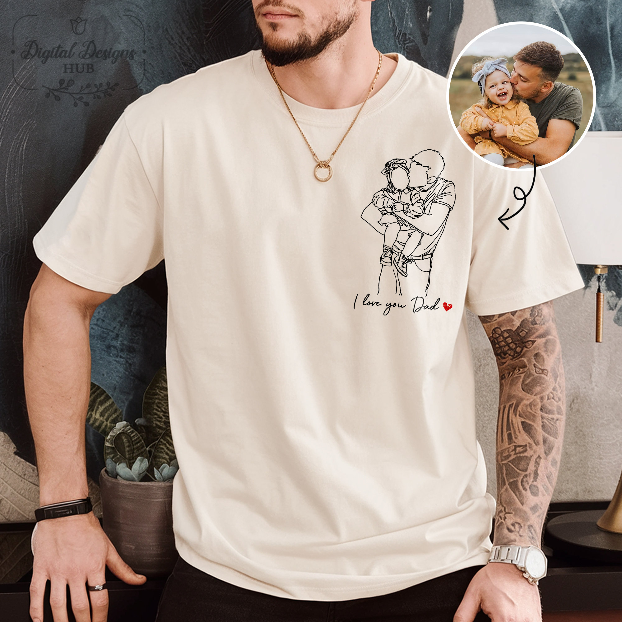 Camiseta Personalizada con Foto Papá y Hijos Vintage Regalo para Día del Padre, Diseño Personalizable