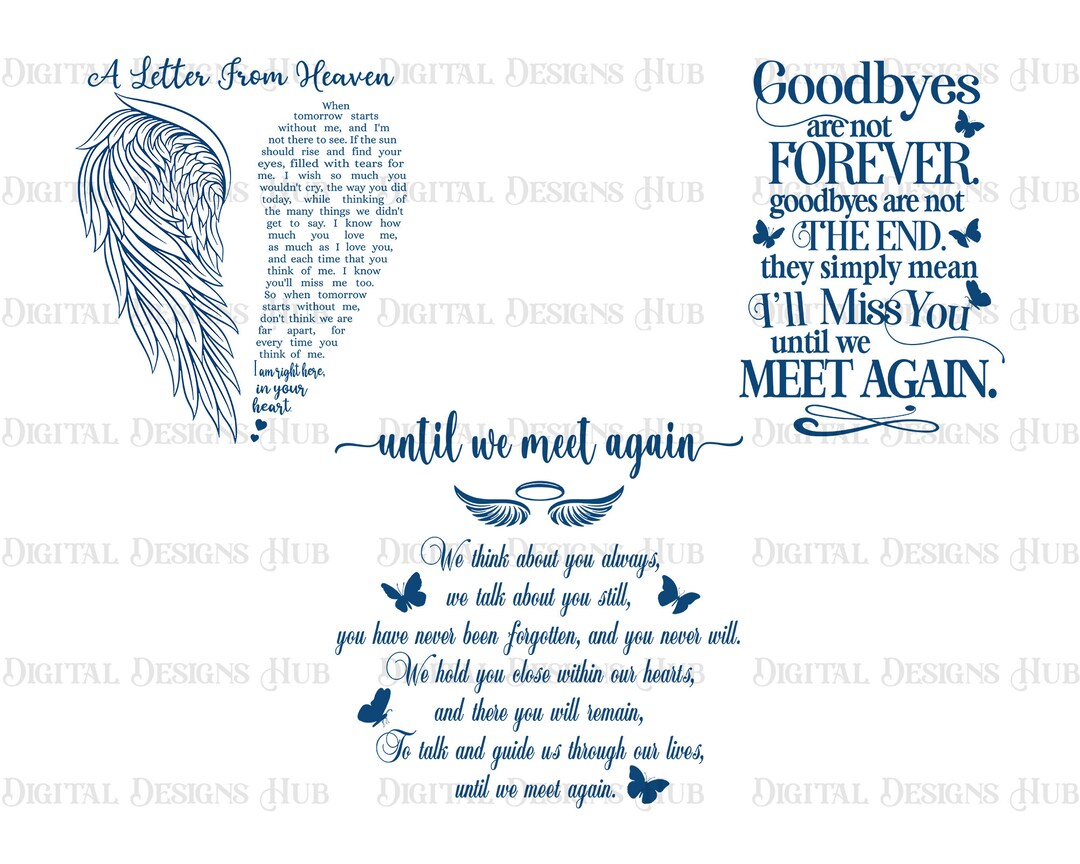 Memorial Quotes Angel Wings Png Svg Bundle in Loving Memory Png File ...
