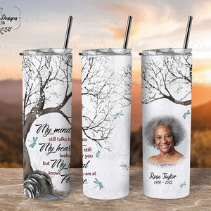 Loss of Mother Memorial Tumbler PNG, My Mind Still Talk to You Mom in Heaven Photo Tumbler Wrap ...