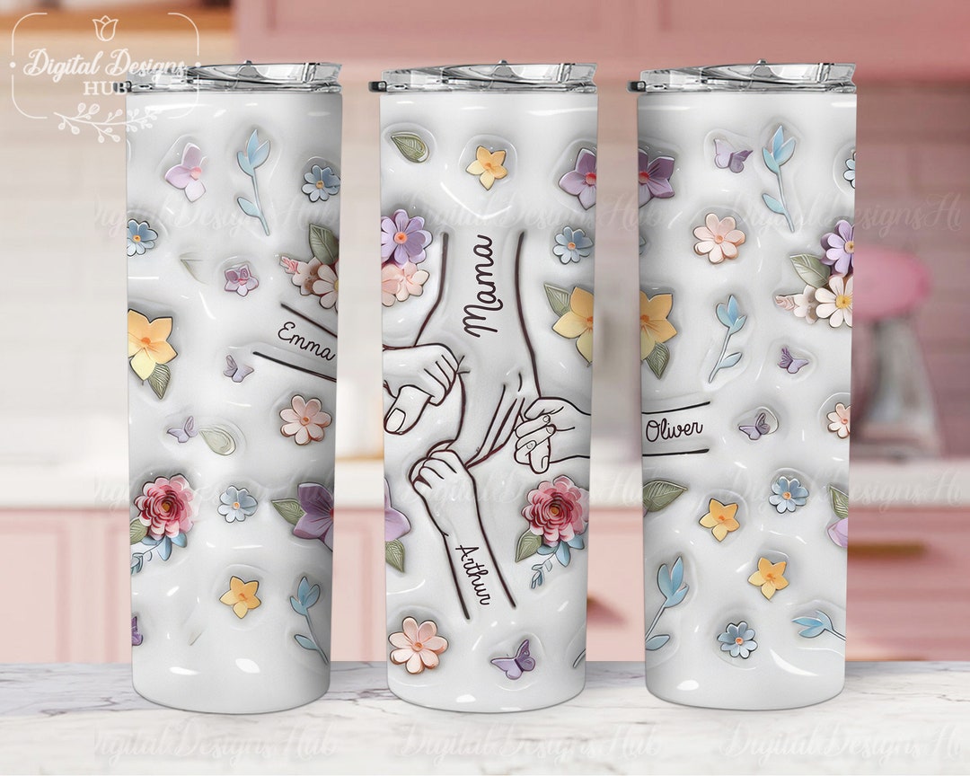 3D Retro Mama Pnk Nflated Tumbler Wrap, 3D Smle Face Puffy Tumbler
