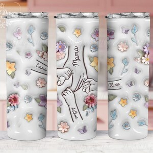 Personalized Holding Mama‘s Hand 3D Inflated Effect Tumbler, You Hold My Hand, Also My Heart, Gift For Mom, Grandma, Mothers Day Gift 2024