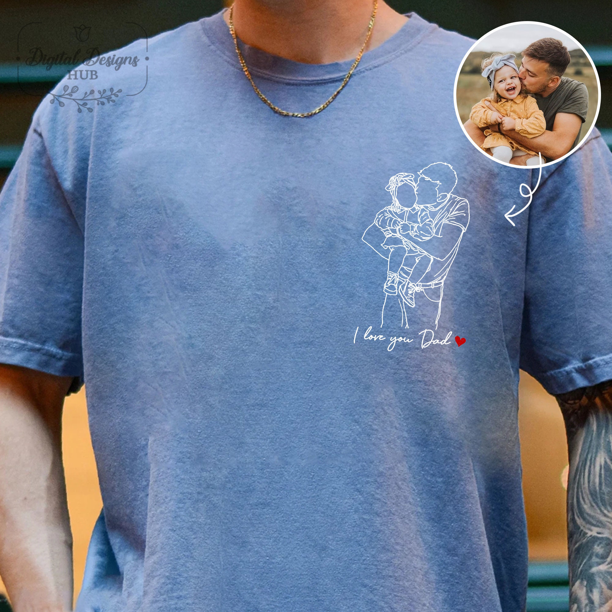 Camiseta Personalizada con Foto Papá y Hijos Vintage Regalo para Día del Padre, Diseño Personalizable