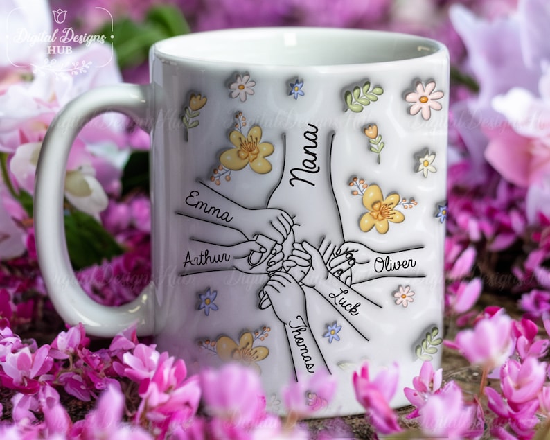 You Hold Our Hands, Also Our Hearts, Family Personalized Custom 3D Inflated Effect Printed Mug, Gift For Nana, Mom, Mother's Day Gift 2024 image 8