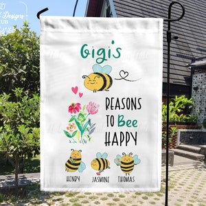 Gigi's Garden Flag, Gigi's Reasons To Bee Happy Flag For Grandma, Flag For Gigi Garden Gift From Grandchildren, Happy Mother's Day Gift 2024