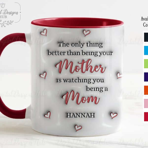 Personalized Mother Daughter Gifts For Daughter, Personalized 3D Inflated Effect Mug, Gift For Mom From Daughter, Mothers Day Gift 2024