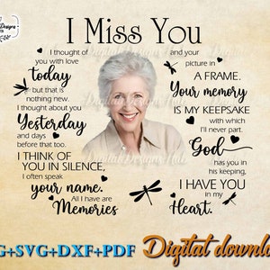 Je te manque Maman Memorial svg Fichier pour Cricut, Memorial Sympathy Souvenir Cadeau Perte de Mère, Maman Au Ciel Deuil PNG Sublimation Design