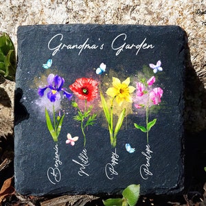 Personalized Grandmas Garden Stone | Mothers Day Gifts For Grandma Garden | Custom Birth Flower Garden Stone | Happy Mother's Day Gift 2024