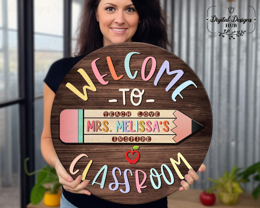 Teacher Door Sign | Teach Love Inspire Custom Name Sign | Personalized ...