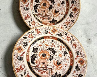 Antike viktorianische Staffordshire England Ashwertige Bros Imari Style Teller zweier Set 18,25 "