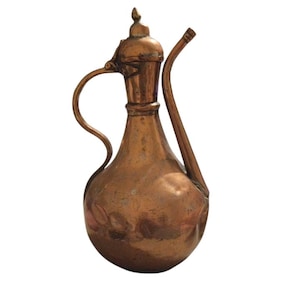 Antique Turkish Copper Pitcher 16&quot; TALL Handforged Charming old Display Piece