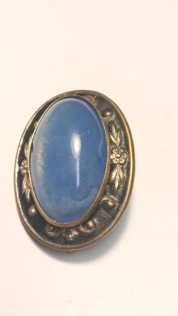 Old Antique Victorian Blue Cabachon Collectable Br