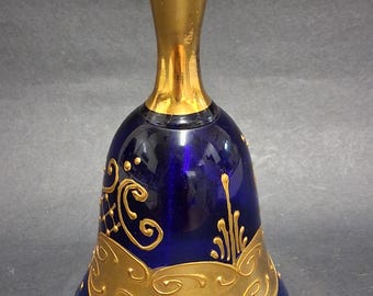 Murano Cobalt Blue & 24k gold gilt Bell