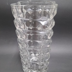 Luminarc France Crystal Vase Verrerie o&#39;Arque geometric 10&quot; tall 1970s