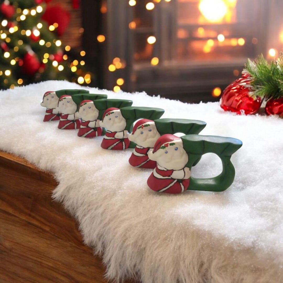 Vintage Christmas Napkin Rings Santa Clause Bisque Porcelain ...
