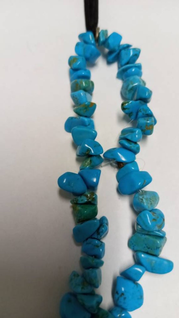 Beaded Double Strand Blue turquiose Howlite Chip … - image 3