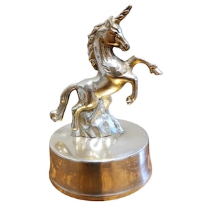 Vintage Brass Unicorn Rotating Music Box 1970s