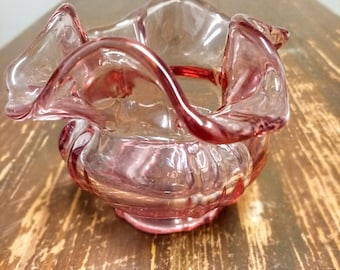 フェントン 1940 年代 ダスティ ピンク メロン オーバーレイ ガラス 8