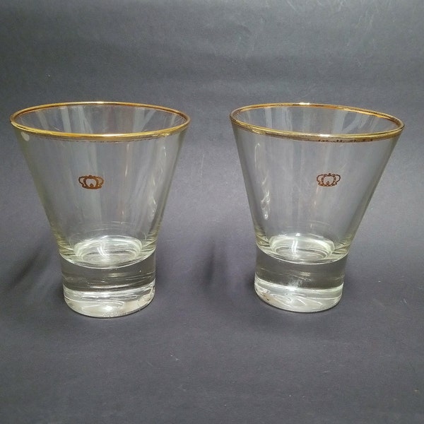 vintage Italian Crown Royal Rock glasses tumblers collectable barware set of 2 4.5" tall