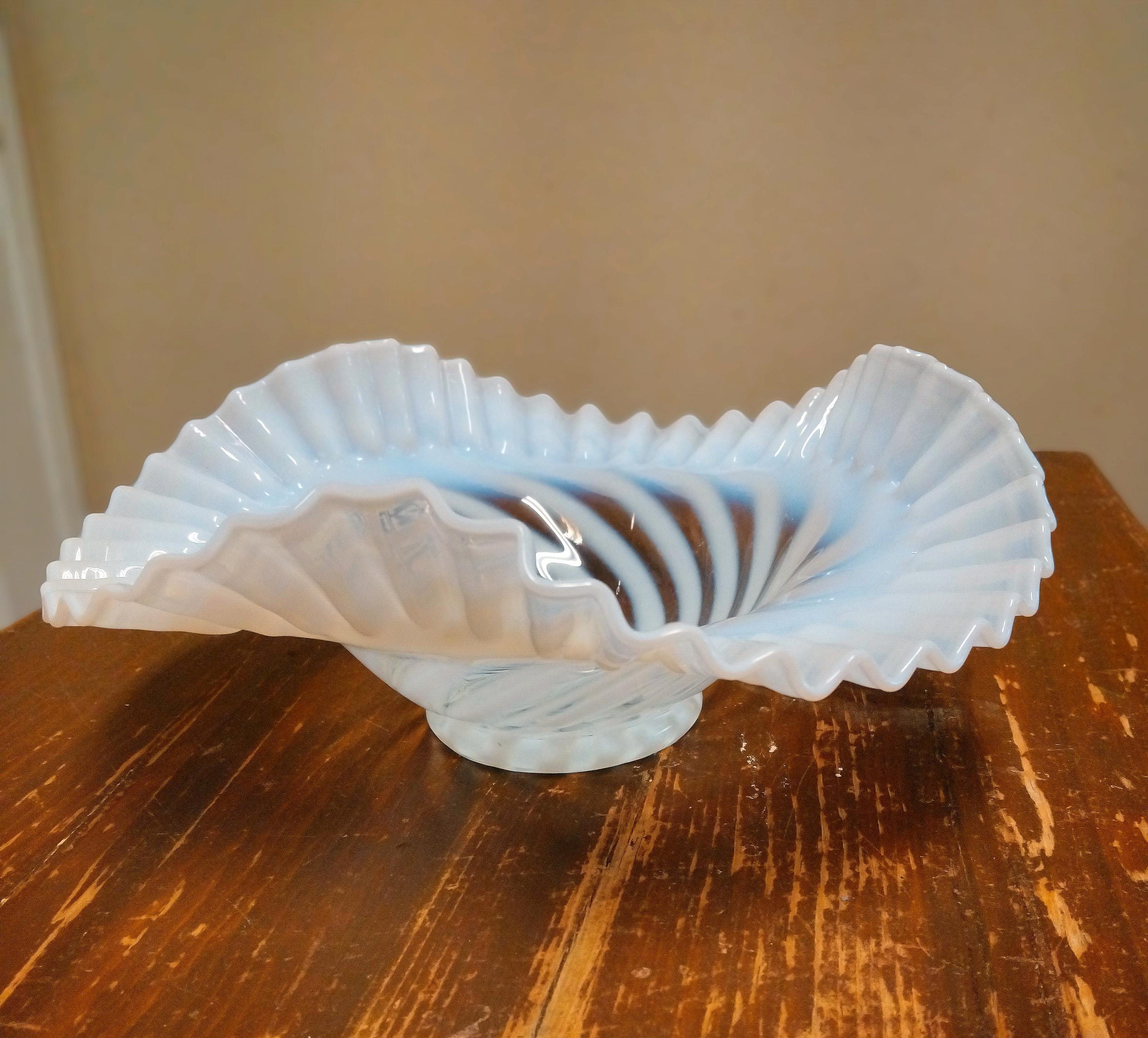 Fenton Crested Opalescent Swirl Pattern Optic Blue/white 10