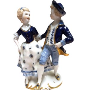 Antique Handpainted Dresden Porcelain Dancing Couple made in Germany 7.5&quot; tall
