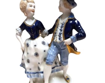Antique Handpainted Dresden Porcelain Dancing Couple made in Germany 7.5" tall