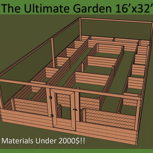 Raised Garden Bed With Deer Fence Plans Etsy