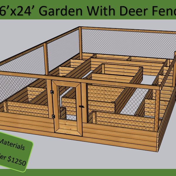 Verhoogd tuinbed met hertenhekplan