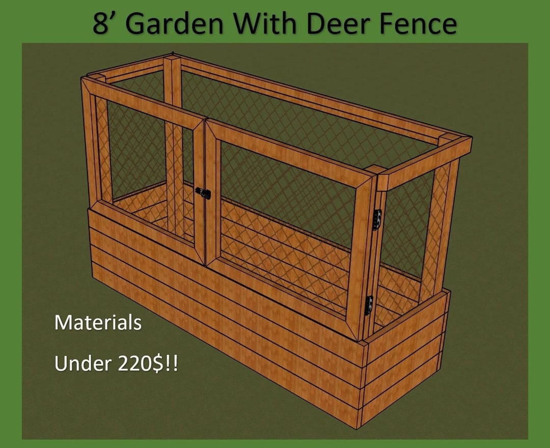 Raised Garden Bed With Deer Fence Plans Etsy