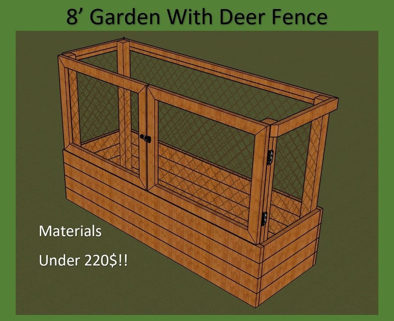 Raised Garden Bed With Deer Fence Plans Etsy