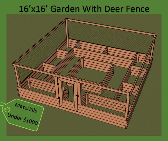 16'x16' Raised Garden Bed Plans | DIY Enclosed Deer Fence (PDF Download)