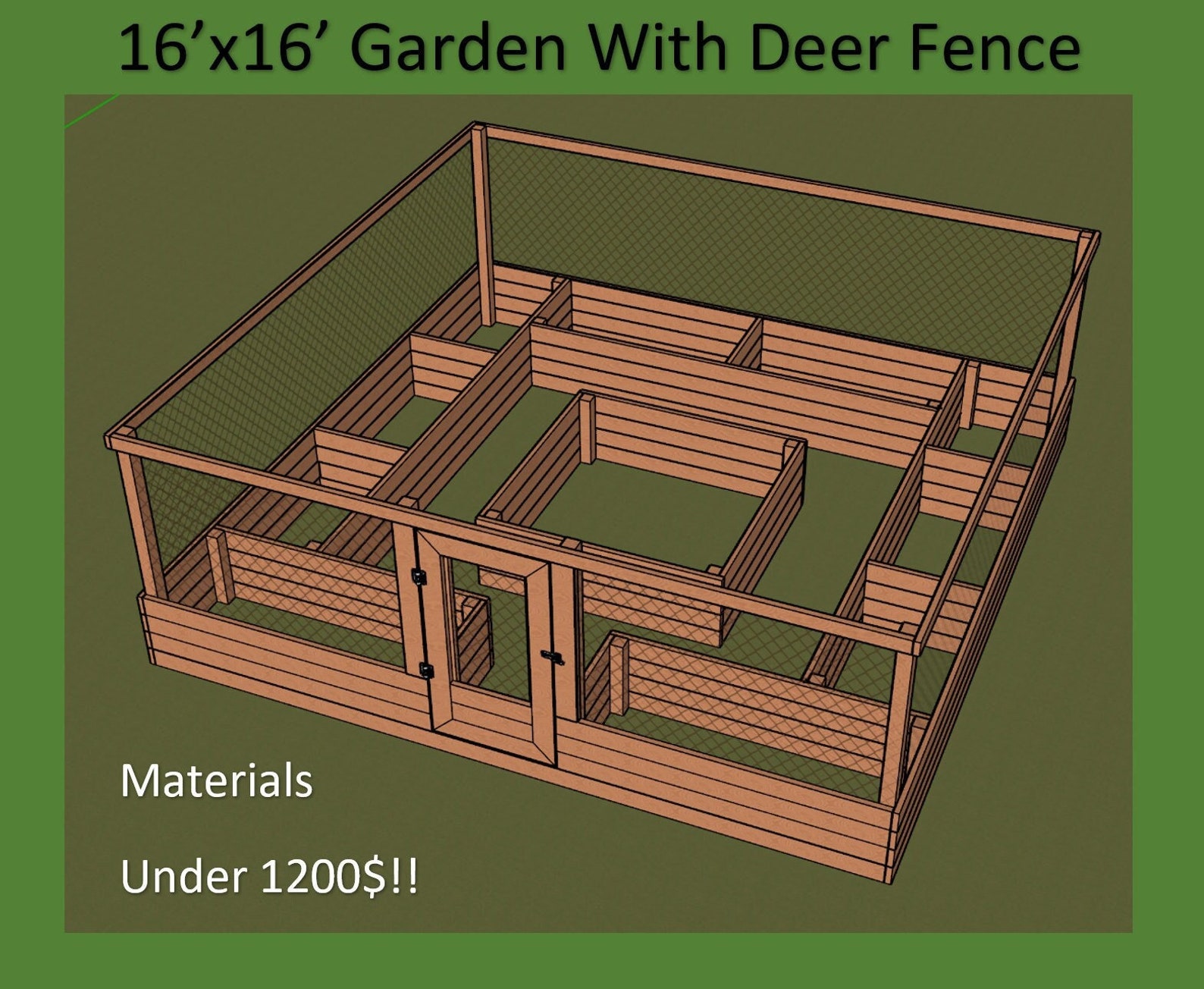 Raised Garden Bed With Deer Fence Plans Etsy