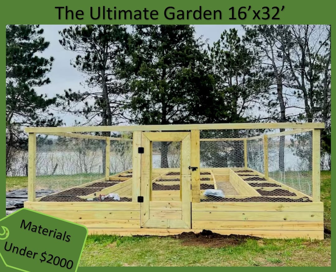 Raised Garden Bed With Deer Fence Plans Etsy