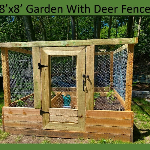 Raised Garden Bed With Deer Fence Plans Etsy